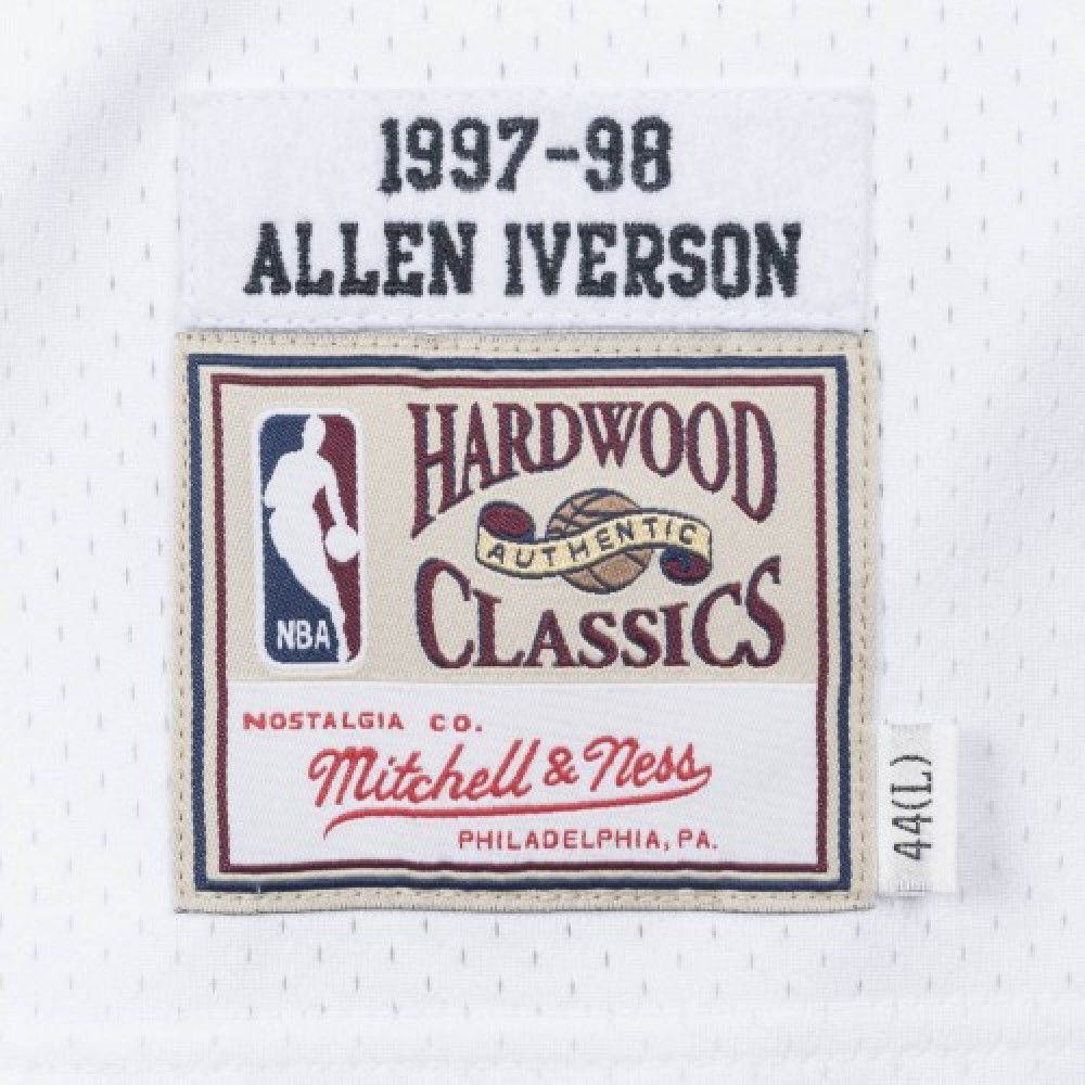Men's Philadelphia 76ers Allen Iverson #3 Throwback White 1997-98 Hardwood Classics Jersey-Pro Kit Vault | Brand New 26/27 Sports Jerseys